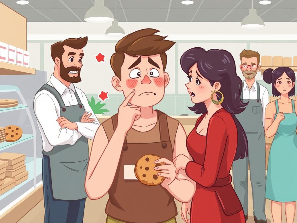 Bakery with customer having allergic reaction to cookie