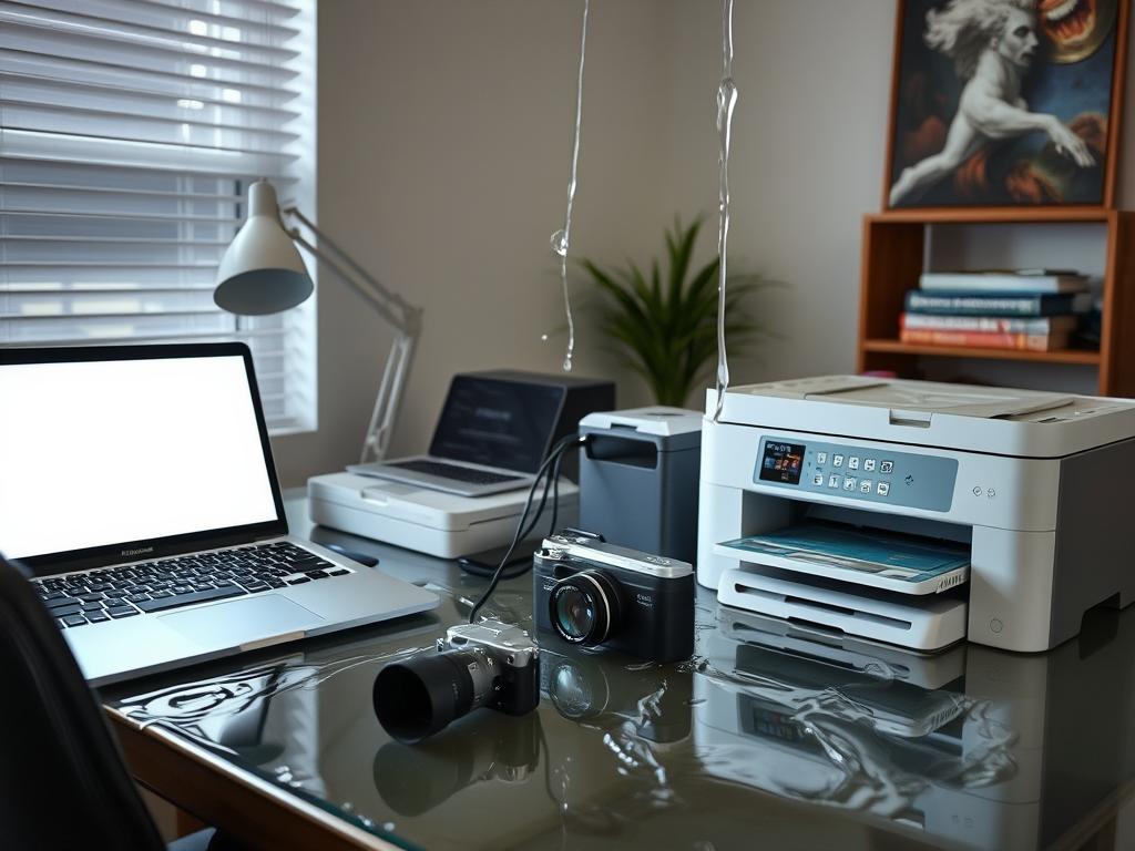 Business equipment damaged by water leak Business equipment damaged by water leak