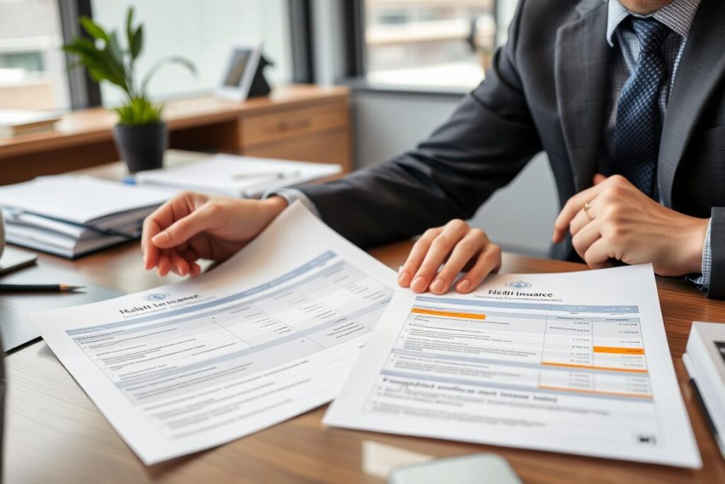 Business owner comparing multiple employer health insurance quotes