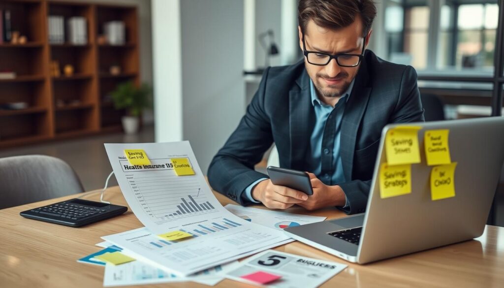 Business owner implementing strategies to find cheapest employee health insurance