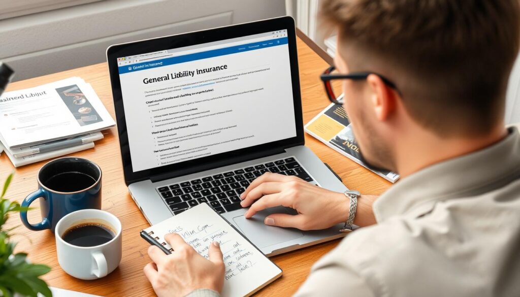 Business owner researching general liability insurance questions