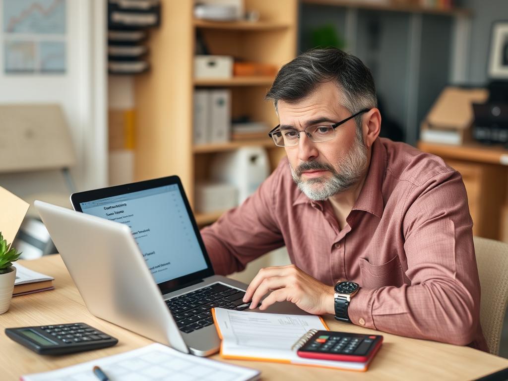 Business owner reviewing general liability insurance costs
