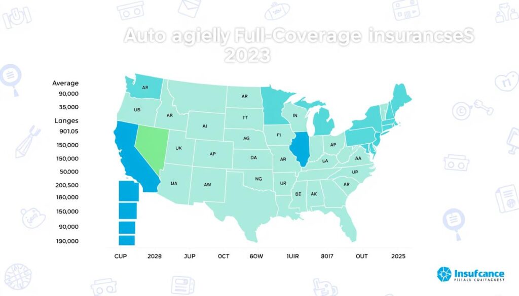 Chart showing average auto insurance full coverage rates by state in 2025 Chart showing average auto insurance full coverage rates by state in 2025