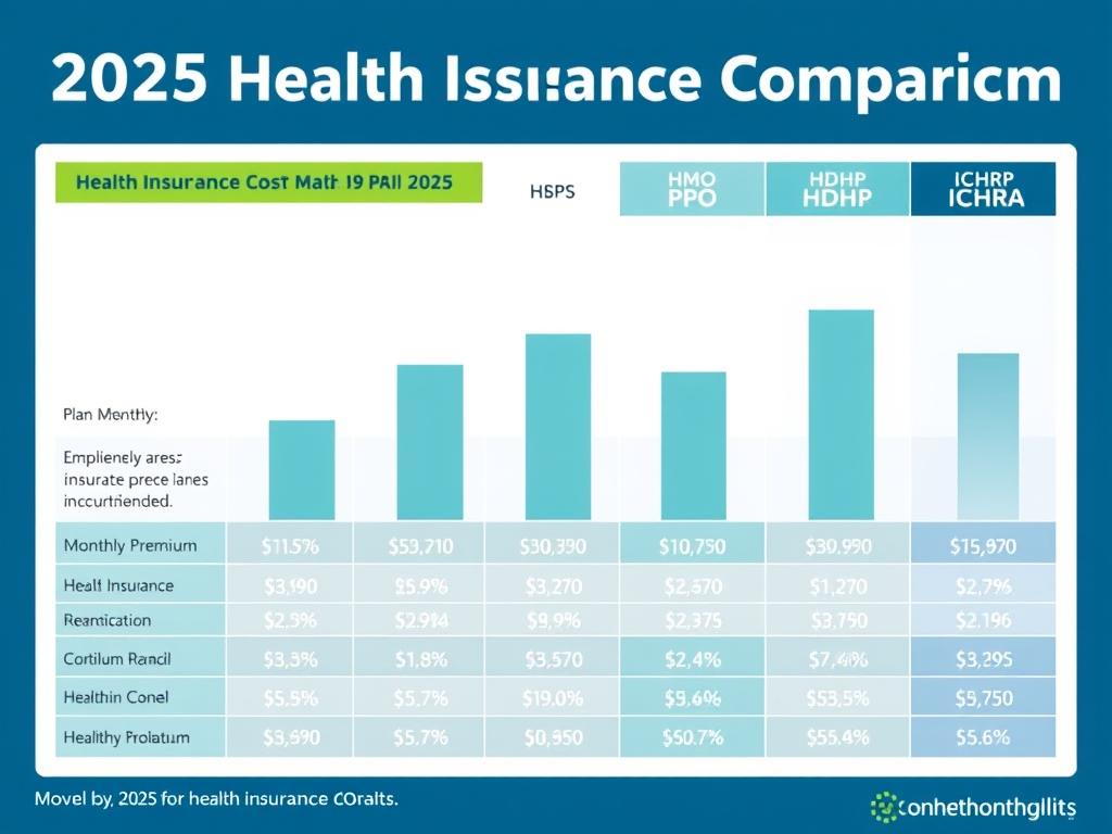Chart showing average cheapest employee health insurance costs for 2025 by plan type