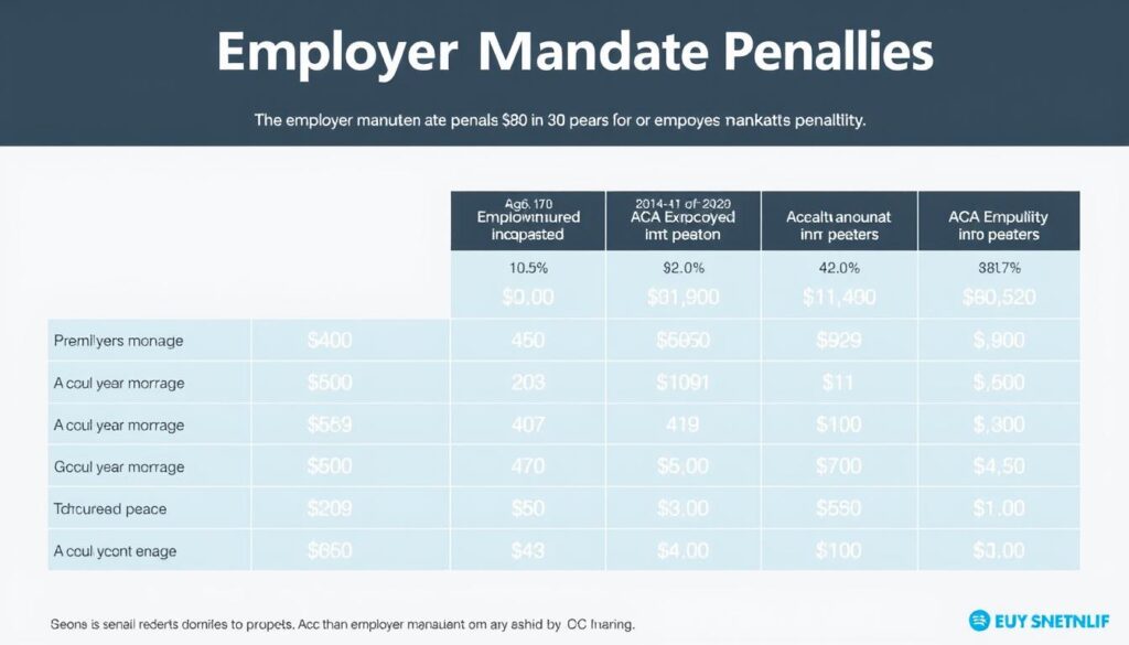 Chart showing employer mandate penalties for not providing health insurance
