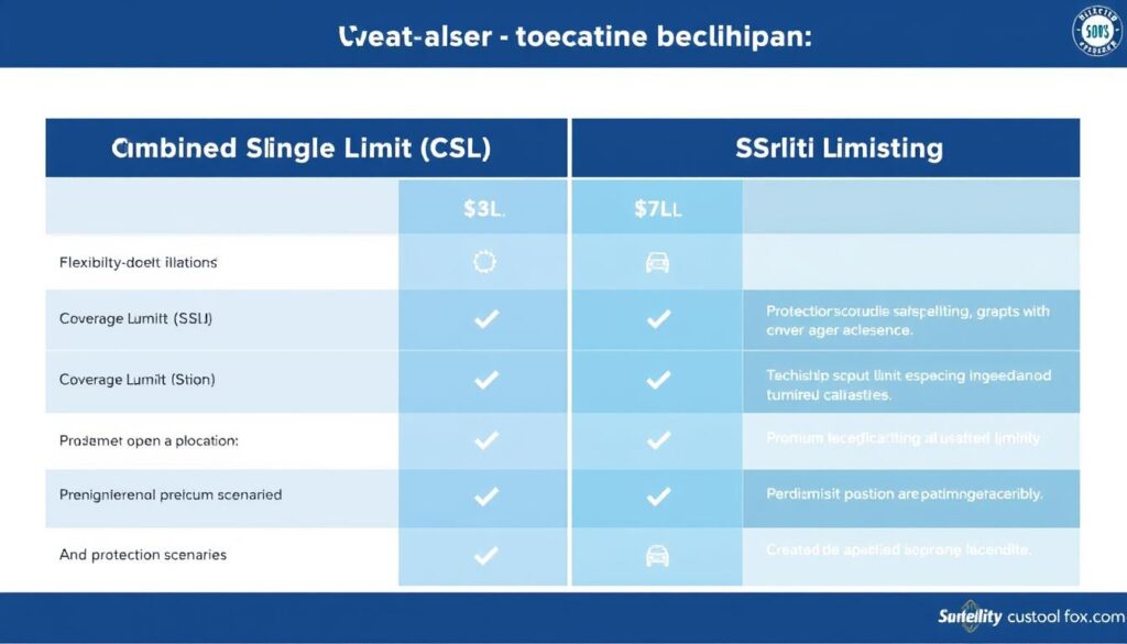 Comparison chart showing difference between CSL and split limit auto insurance