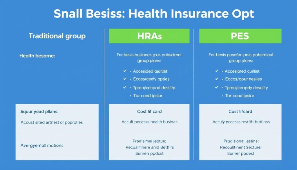 Comparison of different small business health insurance options showing plans and costs