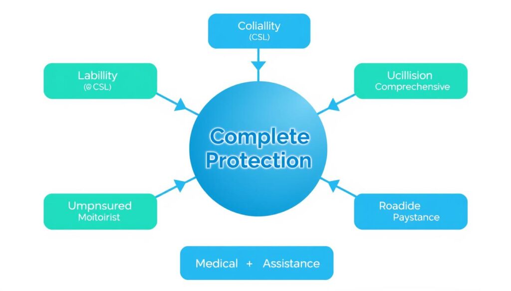 Comprehensive auto insurance coverage diagram including CSL auto insurance definition