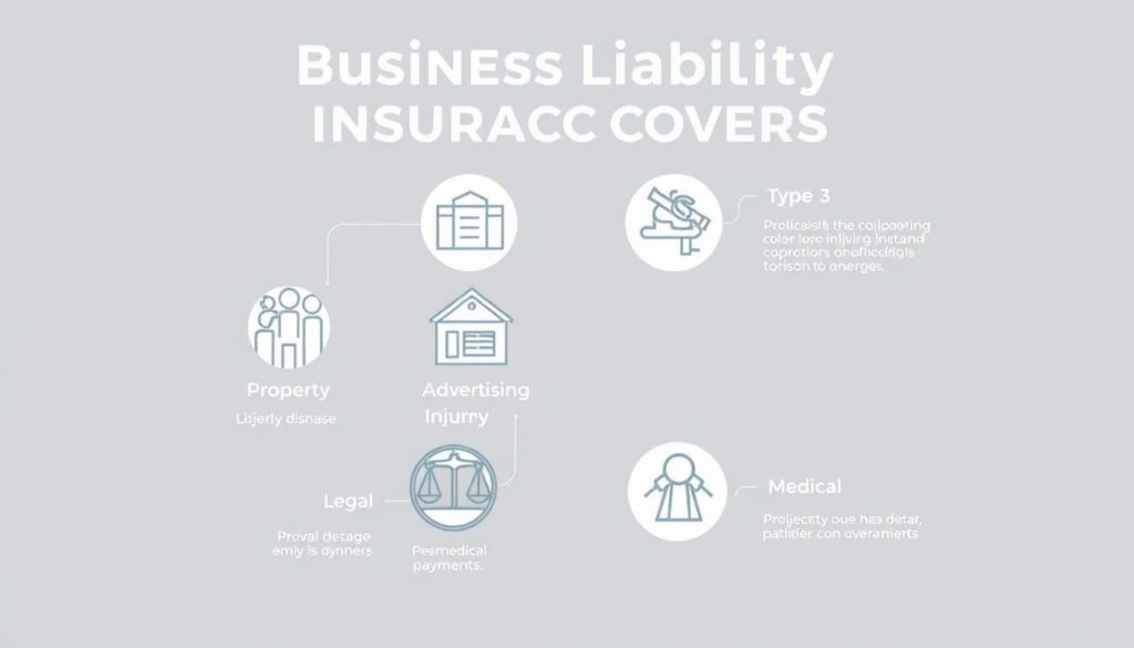 Comprehensive diagram of business liability insurance coverage types