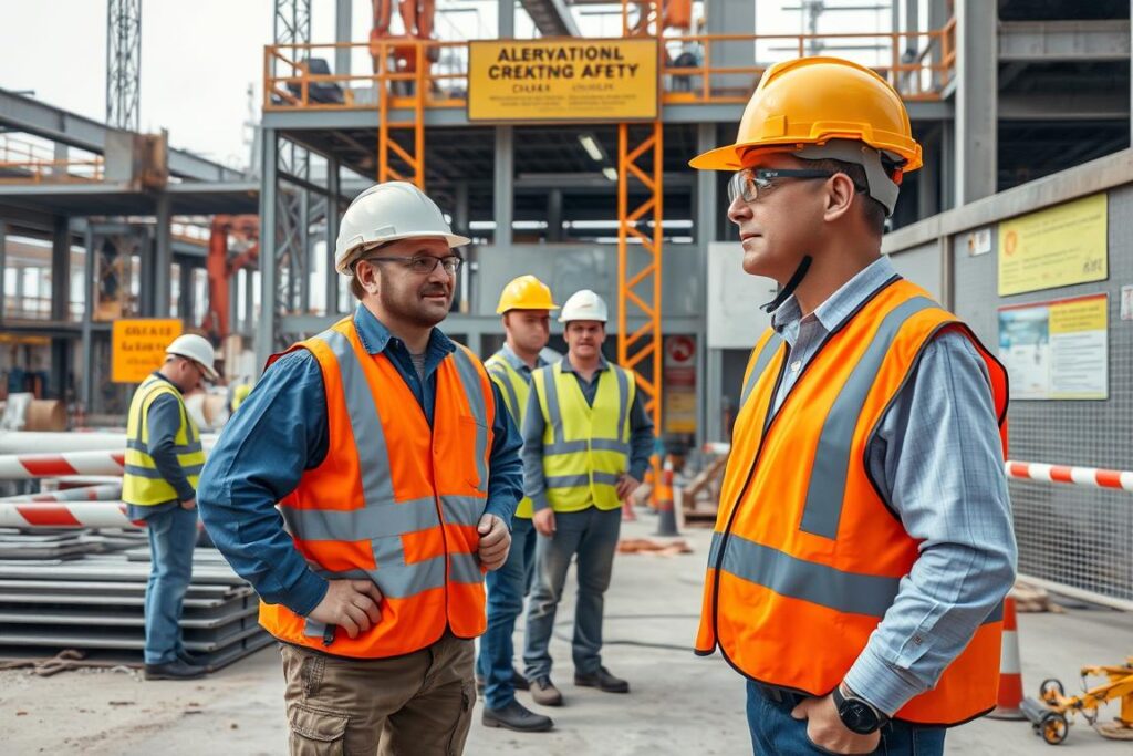 Construction site with safety protocols in place