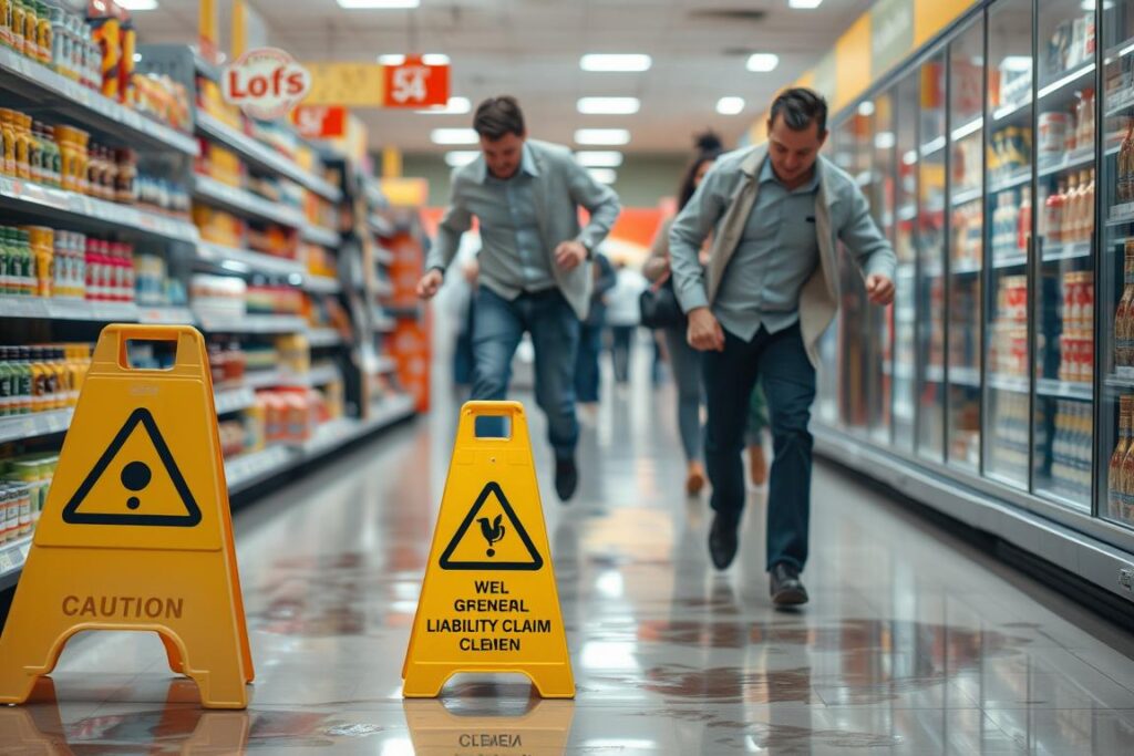 Customer slipping in a store representing general liability claim scenario