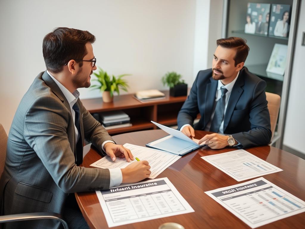 Employer and insurance broker discussing group health plan options