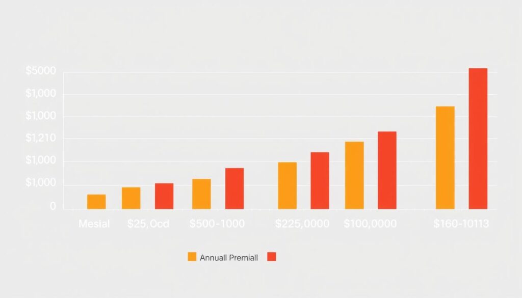 Graph comparing insurance premiums to potential claim costs Graph comparing insurance premiums to potential claim costs