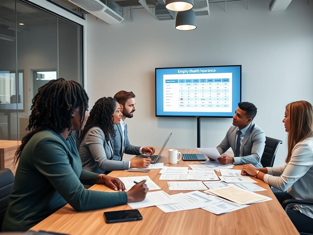 HR team evaluating employer health insurance quotes