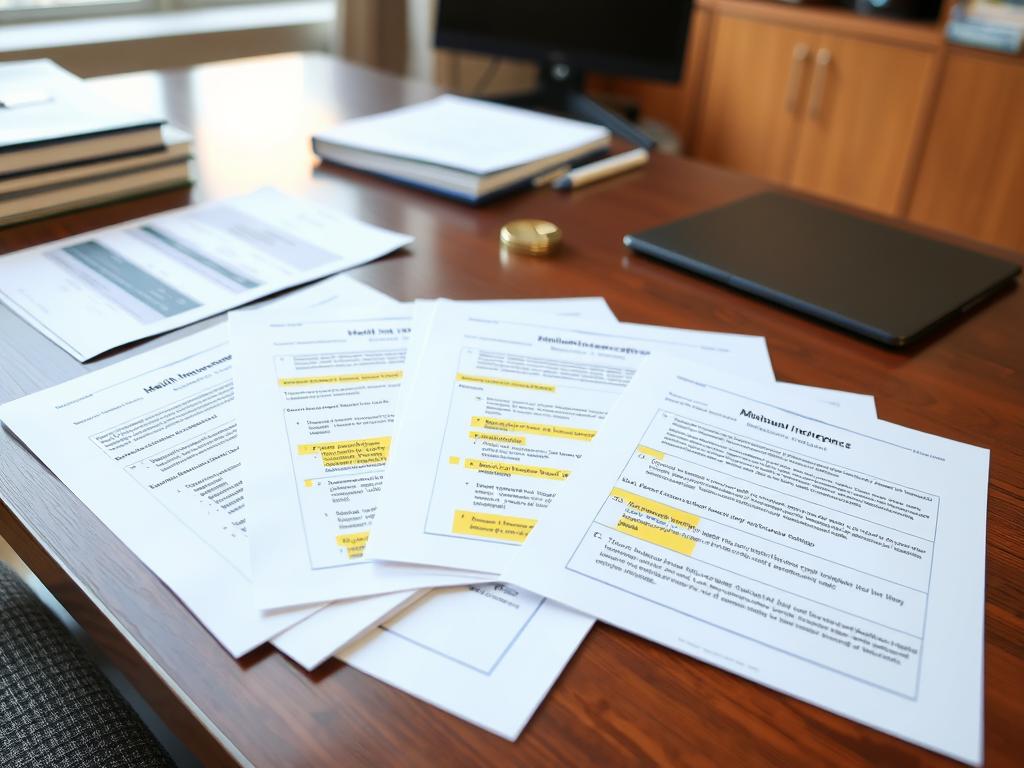 Health insurance plan documents showing minimum essential coverage requirements