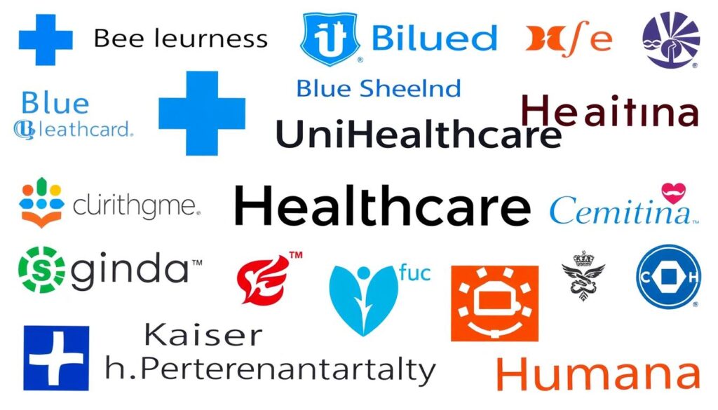 Logos of top employer health insurance providers