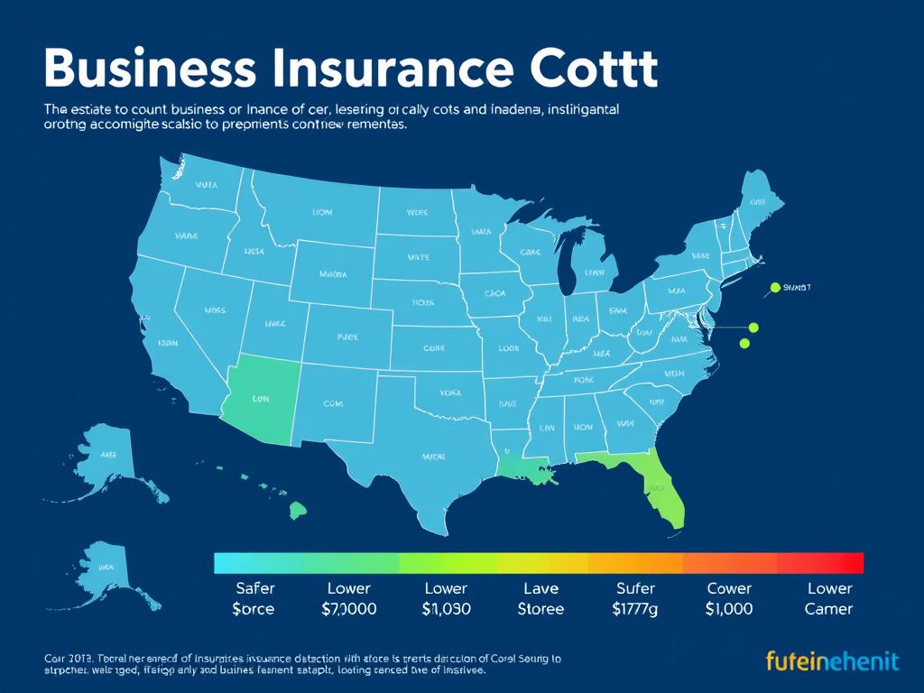 Map showing business insurance cost variations by location
