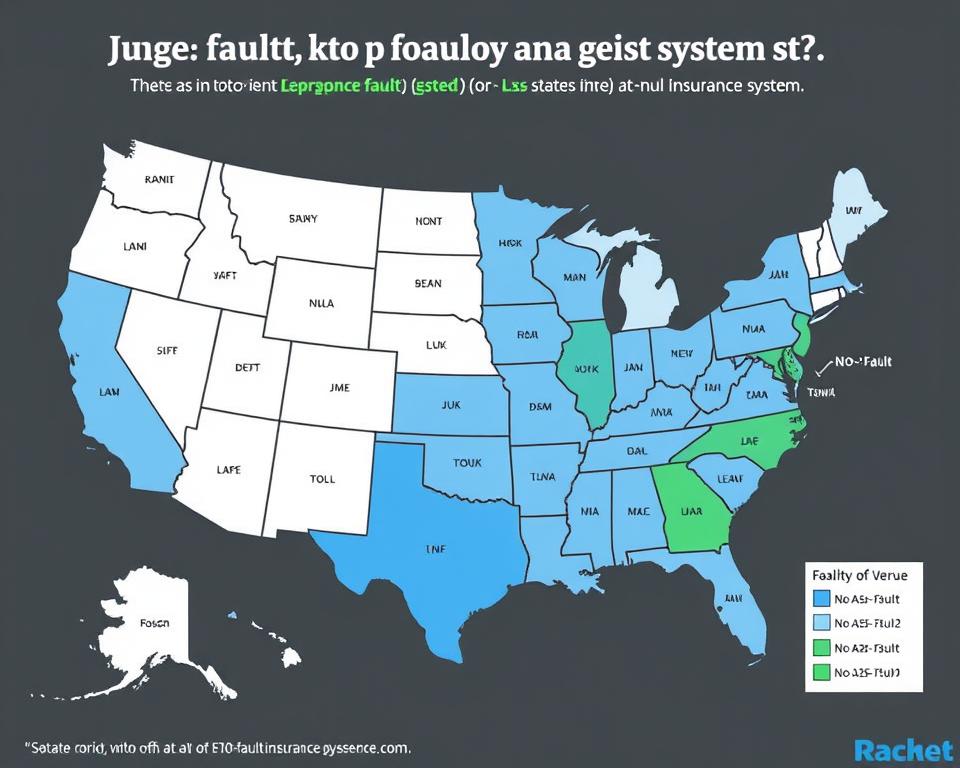 Map showing no-fault vs at-fault insurance states for car accident coverage