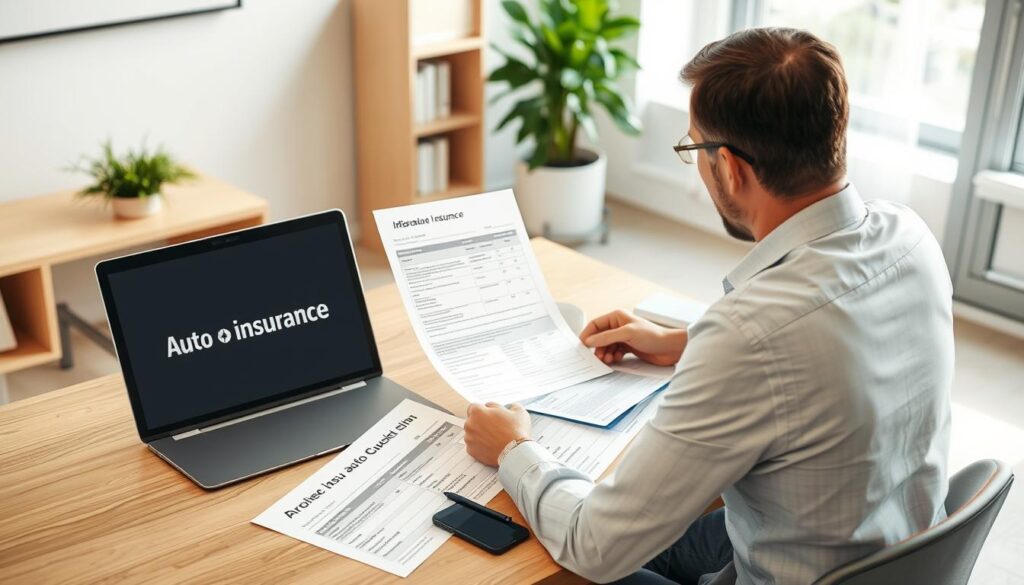Person comparing auto insurance full coverage quotes from multiple providers Person comparing auto insurance full coverage quotes from multiple providers