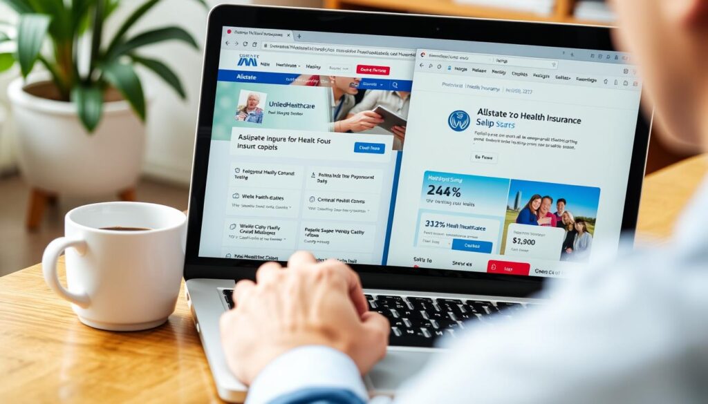 Person comparing different health insurance options on a laptop