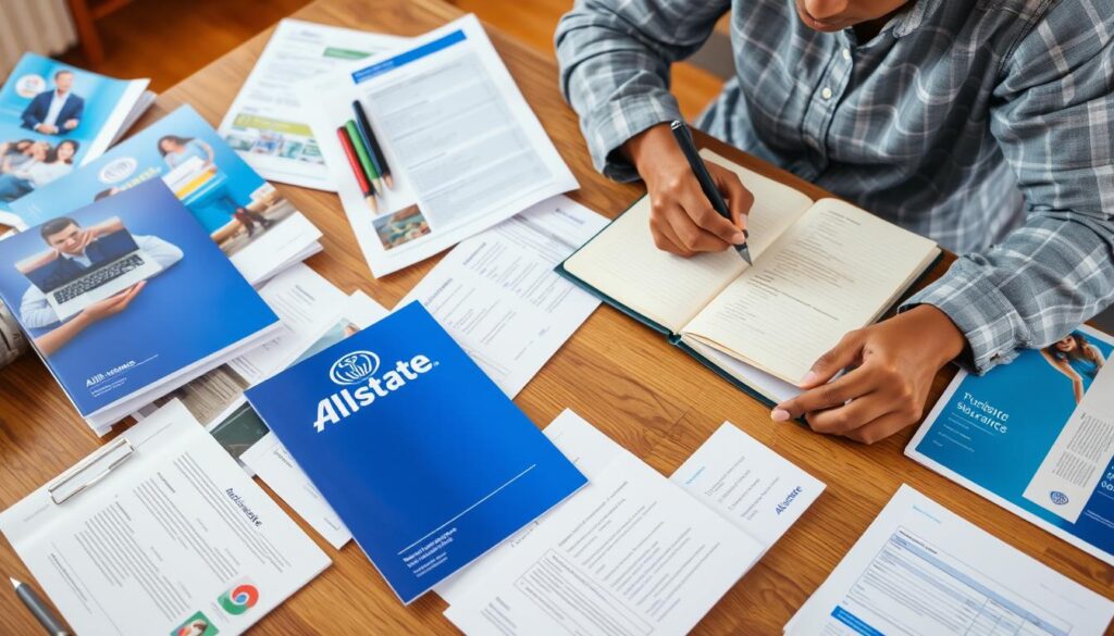 Person making a final decision about health insurance with documents spread out