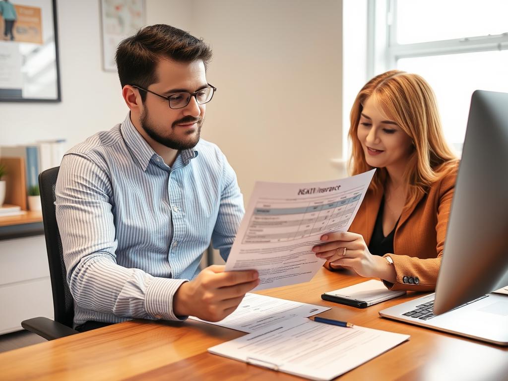 Small business owner reviewing cheapest health insurance for small business with one employee