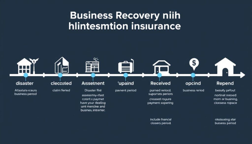 Timeline showing business recovery process with Business Interruption Insurance