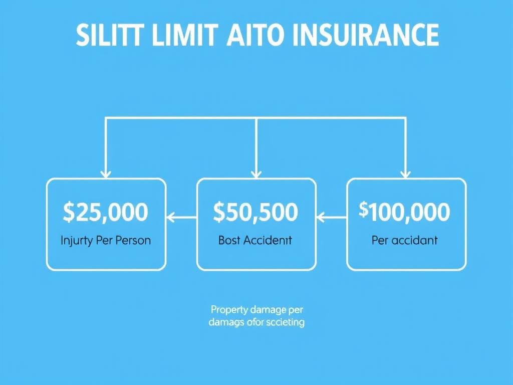Visual representation of split limit auto insurance with three numbers