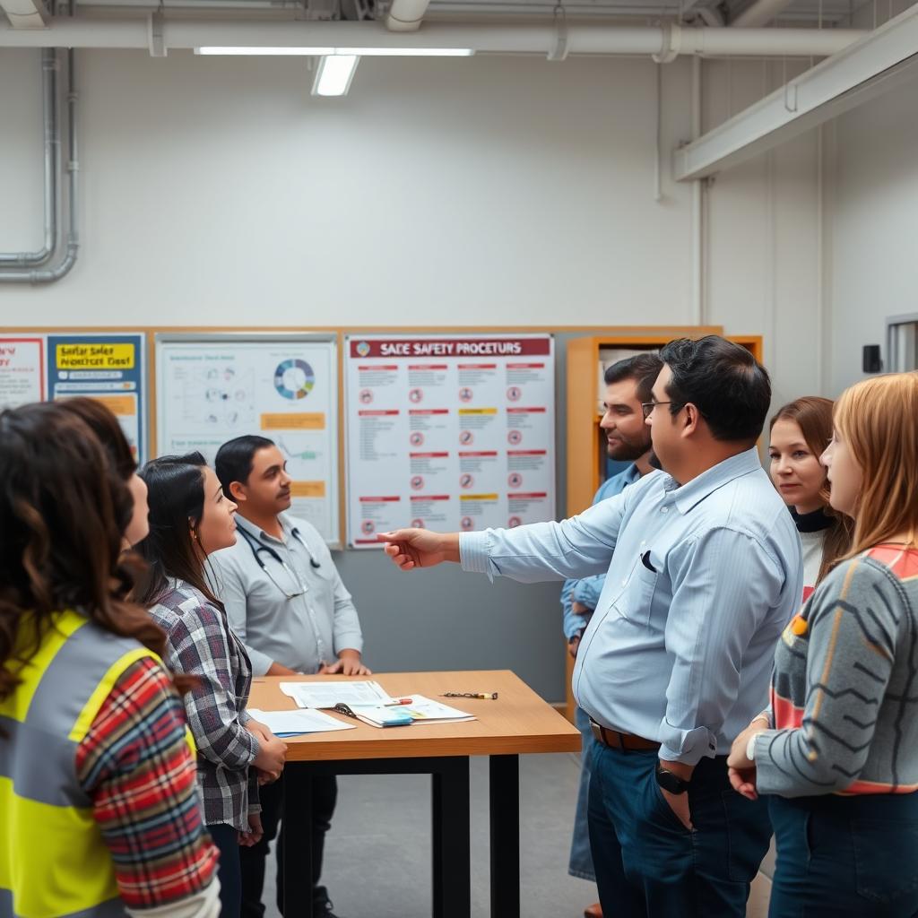 Workplace safety meeting reducing insurance risks